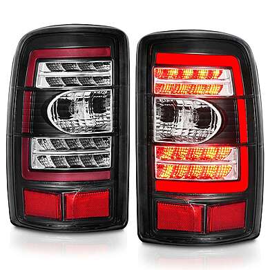 CHEVY TAHOE/SUBURBAN / GMC YUKON/XL/DENALI 2000-2006 LED TAIL LIGHTS CLEAR LENS BLACK HOUSING