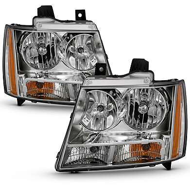 CHEVY TAHOE/SUBURBAN 2007-2014 / AVALANCHE 2007-2013 CRYSTAL HEADLIGHT CHROME (OE)