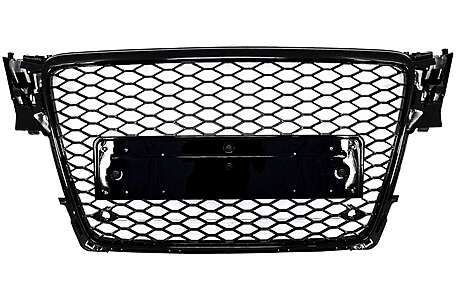 Badgeless Front Grille suitable for Audi A4 B8 (2008-2011) RS4 Design Piano Black