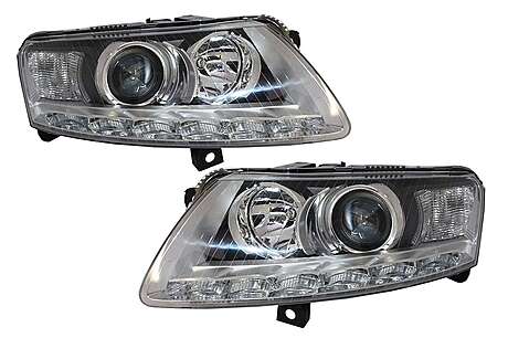 Xenon Headlights LED DRL suitable for Audi A6 C6 4F (04.2004-2008) Chrome Without AFS