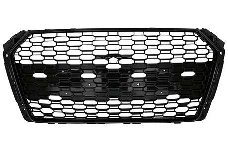 Badgeless Front Grille suitable for Audi A4 B9 8W (2016-2018) Sedan Avant RS Design Piano Black