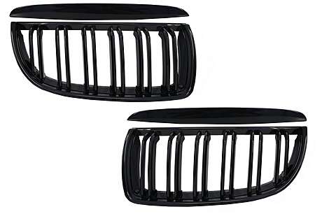 Rejillas delanteras para BMW Serie 3 E90 E91 Pre-LCI (2005-2008) Diseño Doble Raya M Negro Piano