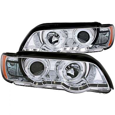 Headlights Chrome Angel Eyes Anzo 121397 BMW X5 E53 2000-2003