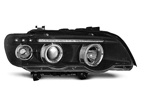 Headlights Black Angel Eyes BMW X5 E53 2000-2003