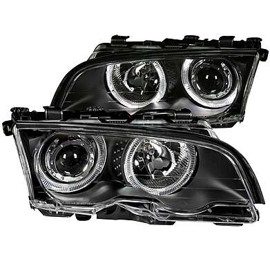 Headlights Black Angel Ayes Anzo 121013 BMW E46 2D 1999-2001