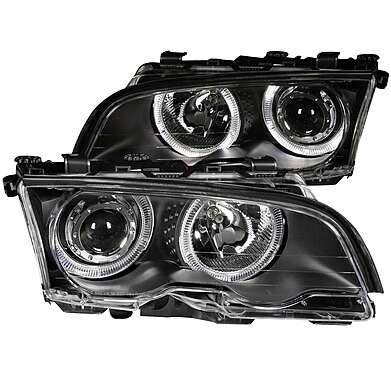 Headlights Black Angel Eyes Anzo 121015 BMW E46 4D 1999-2001