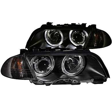 Headlights Black Angel Eyes Anzo 121261 BMW E46 4D 1999-2001