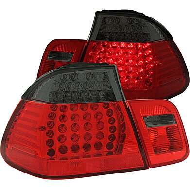 Tail Lights Red Smoke Led Anzo 321126 BMW E46 4DR 1999-2001