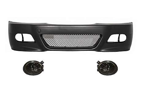 Front Bumper with Fog Lights Smoke suitable for BMW 3 Series E46 Coupe Cabrio Sedan Estate (1998-2004) M3 Design