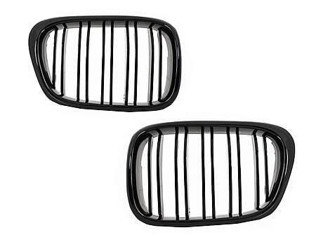 Central Grilles Kidney Grilles suitable for BMW E39 5 Series (1997-2003) Double Stripe M Design Piano Black