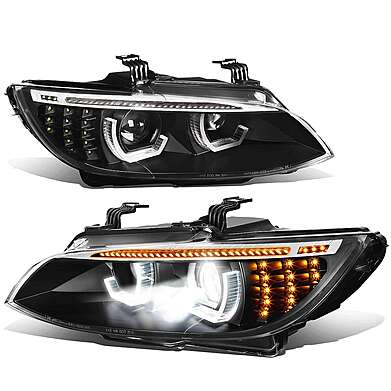 Headlights Black Led Angel Eyes BMW E92 E93 2007-2013