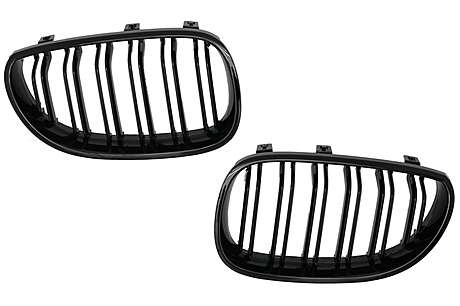 Central Kidney Grilles suitable for BMW 5 Series E60 E61 (2003-2009) Double Stripe M Design Piano Black