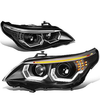 Headlights Black Angel Eyes New Style BMW E60 2003-2007