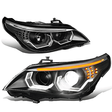 Headlights Black Angel Eyes New Style BMW E60 2008-2010