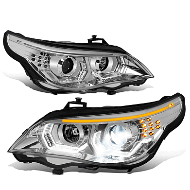 Headlights Chrome Angel Eyes New Style BMW E60 2008-2010