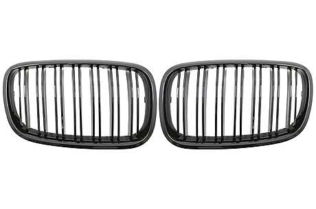 Front Grilles Kidney suitable for BMW X5 / X6 E70 / E71 (2007-2014) Double Stripe M Design Piano Black