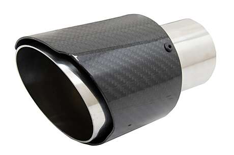 Carbon Fiber Exhaust Muffler Tips Polished Look Inlet 6.1cm