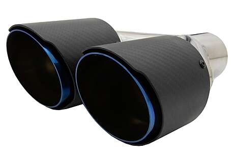 Universal Exhaust Muffler Tip Matte Carbon Fiber Blue Finish Limited Edition Inlet 6.3cm