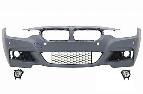 Front Bumper with Fog Lights Projectors and Spoiler suitable for BMW 3 Series F30 F31 Sedan Touring (2011-up) M-Performance Design