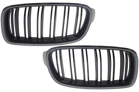 Central Grilles Kidney Carbon suitable for BMW F30 F31 Double Piano Black Stripe M Design