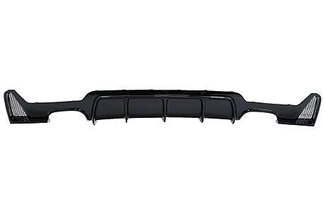 Rear Bumper Diffuser suitable for BMW 4 Series F32 F33 F36 (2013-2019) Coupe Cabrio M Design Twin Double Outlet Piano Black