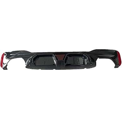 Rear Bumper Diffuser W/ Red LED CS Style Glossy Black BMW G30 5 Series M5 2017-2023