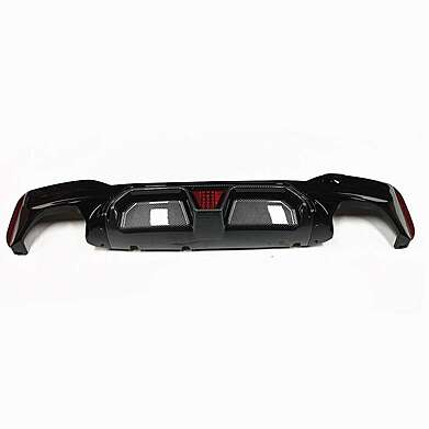 Rear Bumper Diffuser W/ Red LED CS Style Carbon Look BMW G30 5 Series M5 2017-2023