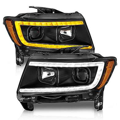 HeadLights LED Plank Style Black Anzo 111568 Jeep Grand Cherokee 2011-2013