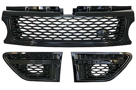 Central Grille and Side Vents Assembly suitable for Land Range Rover Sport L320 Facelift (2009-2013) Autobiography Look All Black Edition