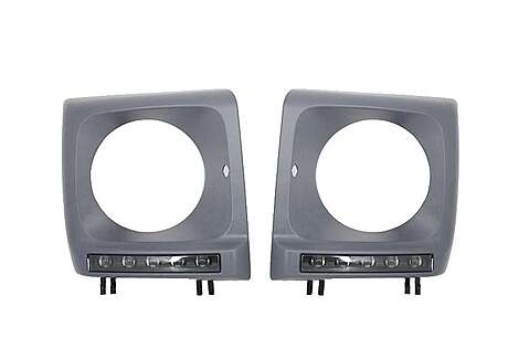 Headlights Covers with LED DRL Daytime Running Lights suitable for Mercedes G-Class W463 (1989-2012) G65 Design Black