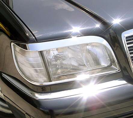 Chrome Headlights Trims IDFR 1-MB601-01C Mercedes Benz W140 S Class 1991-1998