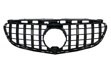 Central Grille suitable for Mercedes E-Class W212 S212 Facelift (2013-2016) GT-R Panamericana Design Full Piano Black