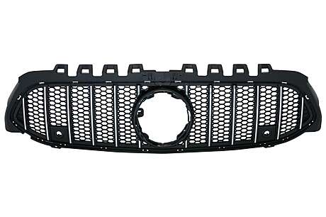 Central Grille suitable for Mercedes A-Class W177 Hatchback V177 Sedan (04.2018-2022) Mesh GT-R Panamericana Design Black Chrome