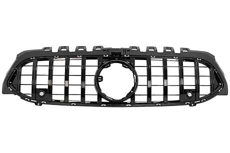 Central Grille suitable for Mercedes A-Class W177 Hatchback V177 Sedan (04.2018-2022) GT-R Panamericana Design All Black