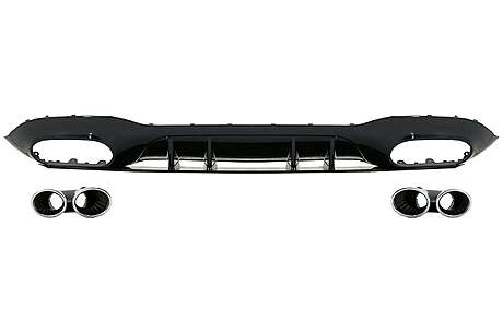 Rear Bumper Valance Diffuser suitable for Mercedes A-Class V177 Sedan (2018-) Chrome Exhaust