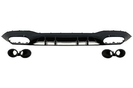 Rear Bumper Valance Diffuser suitable for Mercedes A-Class V177 Sedan (2018-up) Black Exhaust