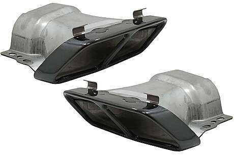 Exhaust Muffler Tips suitable for Mercedes A-Class W176 (2012-2018) CLA W117 C117 (2012-2018) A45 CLA45 Design Black