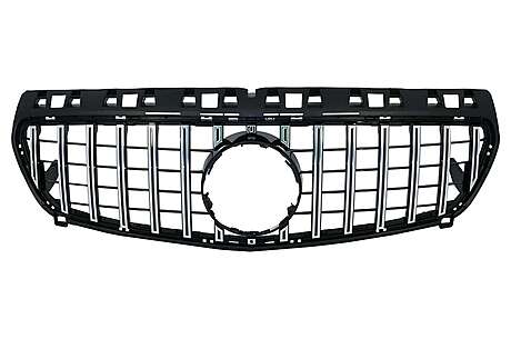 Central Grille suitable for Mercedes A-Class W176 (2012-08.2015) A45 GT-R Panamericana Design Black Chrome