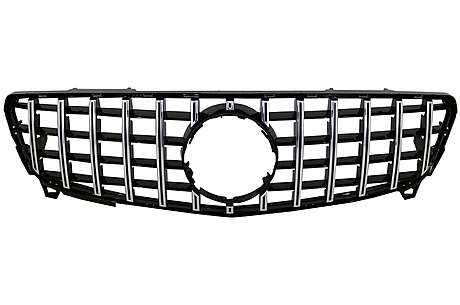 Central Grille suitable for Mercedes A-Class W176 Facelift (09.2015-2018) A45 GT-R Panamericana Design Black Chrome