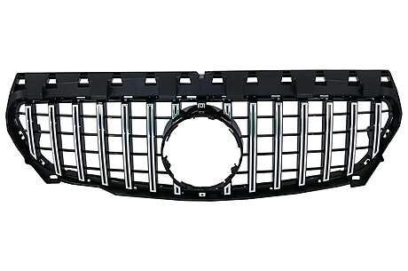 Front Central Grille suitable for MERCEDES CLA C117 X117 W117 (2013-2018) CLA45 GT-R Panamericana Design Black Chrome