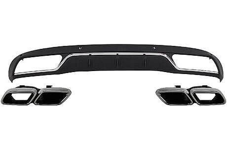 Rear Diffuser with Exhaust Tips Tailpipe Package suitable for Mercedes C-Class W205 S205 Standard (2014-2018) C63 Design