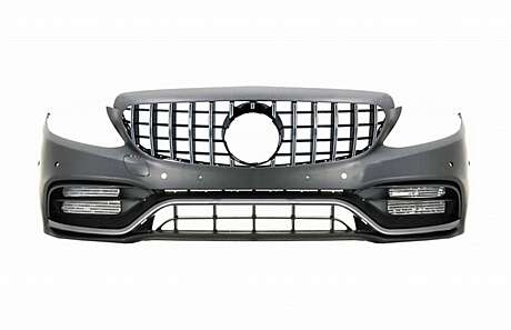 Front Bumper with Grille Chrome without 360 Camera suitable for Mercedes C-Class W205 S205 C205 A205 (2014-2018) GT-R Design