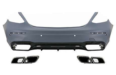 Rear Bumper with Exhaust Muffler Tips Chrome suitable for Mercedes E-Class W213 (2016-2019) E63 Design