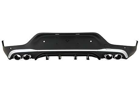 Rear Diffuser with Exhaust Silver Muffler Tips suitable for Mercedes GLC Coupe Facelift C253 (2020-) GLC43 Design