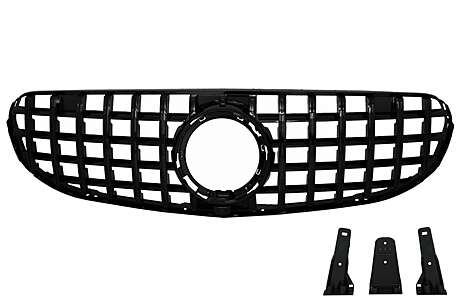 Front Central Grille suitable for Mercedes GLC X253 C253 Facelift (2020-2023) Standard & OFF-ROAD GTR Panamericana Design All Black