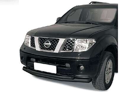 Tubo protector parachoques delantero doble dia.76/57mm, acero, revestimiento negro para Nissan Pathfinder R51, Navara D40 2005-2010