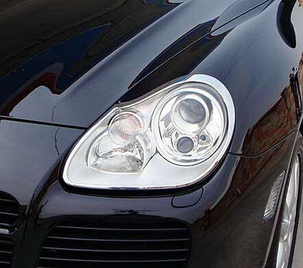 Cubiertas de faro cromadas IDFR 1-PS130-01C para Porsche Cayenne 955 2003-2006