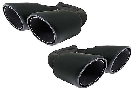 Muffler Tips GTS Design Matte Black Porsche Cayenne 92A V6 V8 Petrol (05.2010-09.2014)