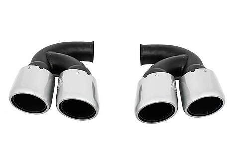 Muffles Tips GTS Design Silver Porsche Cayenne 92A V6 V8 Petrol (05.2010-09.2014)
