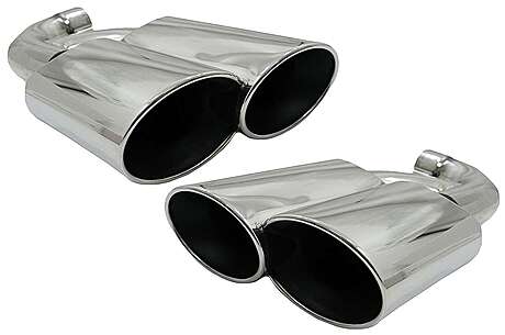 Exhaust Muffler Tips suitable for Porsche Cayenne I Facelift SUV 9PA1 V8 (2007-2010) Chrome